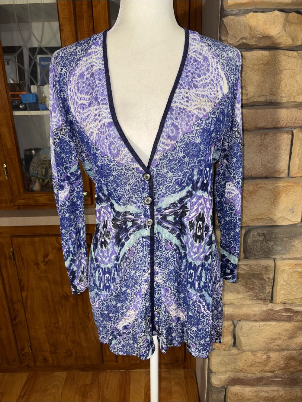 Purple Patterned Longline Cardigan